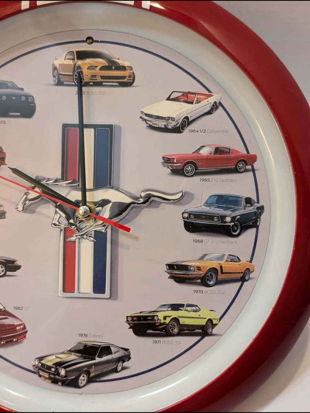Red Mustang Heritage Wall Clock - Vintage Car Decor